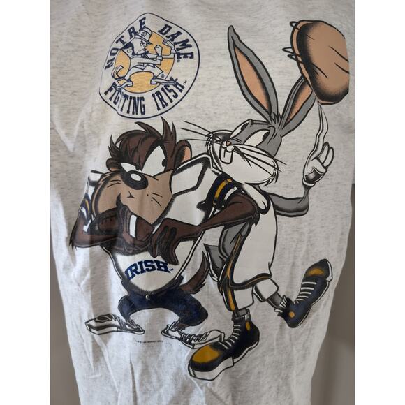 90s Looney Tunes Notre Dame college basketball vintage shirt Sz L - Picture 2 of 9